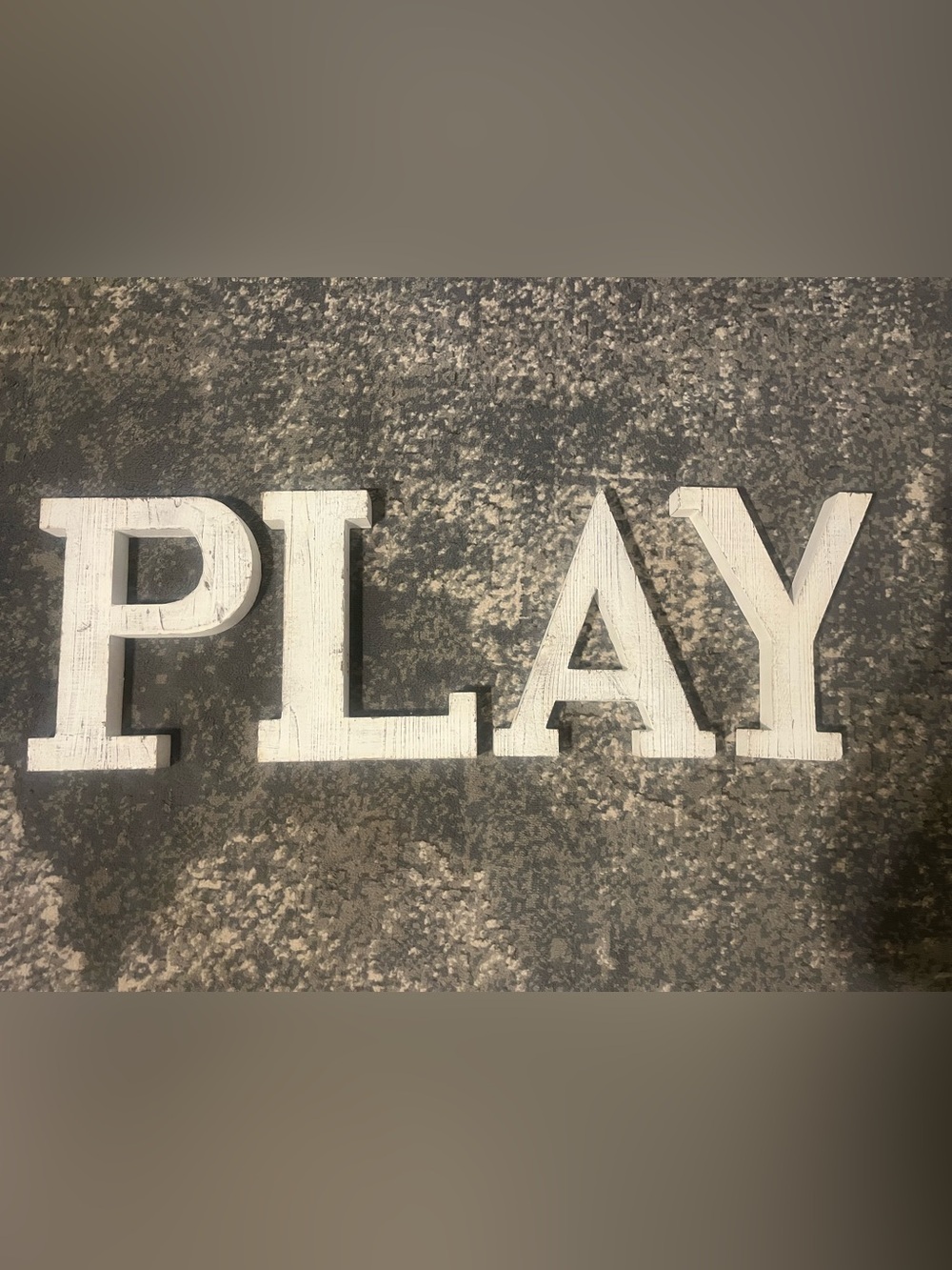 Distressed White Wooden PLAY Decorative Wall Letters